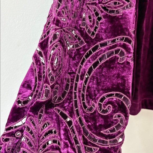 Anthropologie Purple Velvet Blouse with dramatic cut out sleeve design - medium - Picture 3 of 7